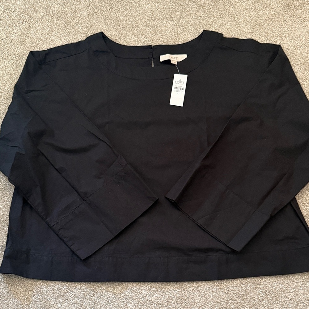 LOFT Midnight Black Cropped Blouse